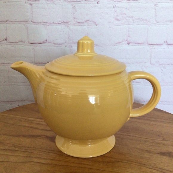 Vintage Other - Vintage Fiesta Medium “C” Handled Original Yellow Covered Teapot